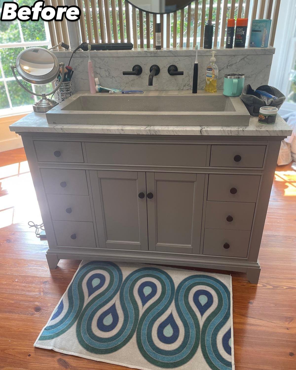 Bathroom Vanity before cleaning